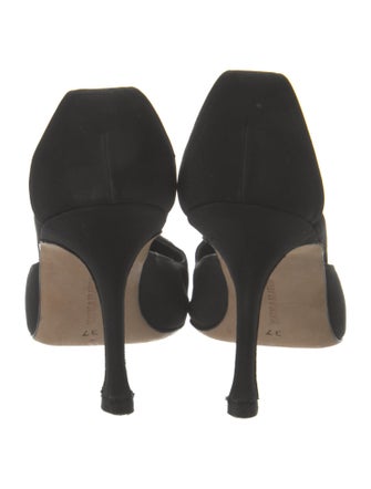 Manolo Blahnik Canvas Crystal Embellishments T-Strap Pumps