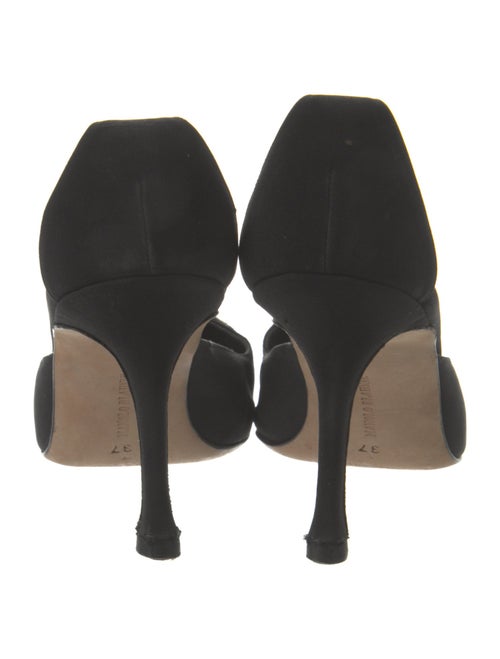 Manolo Blahnik Canvas Crystal Embellishments T-Strap Pumps