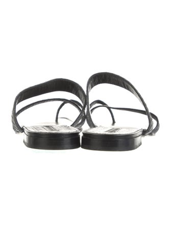 Manolo Blahnik Embossed Leather Slides