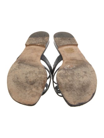 Manolo Blahnik Embossed Leather Slides