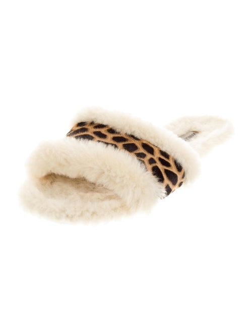 Manolo Blahnik Fur Animal Print Slides