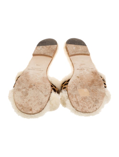 Manolo Blahnik Fur Animal Print Slides