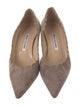 Manolo Blahnik Suede Scalloped Accent Pumps