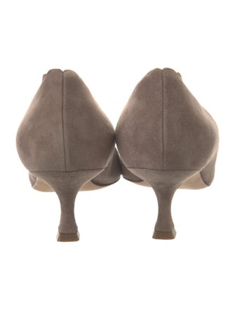 Manolo Blahnik Suede Scalloped Accent Pumps