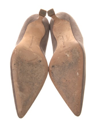 Manolo Blahnik Suede Scalloped Accent Pumps
