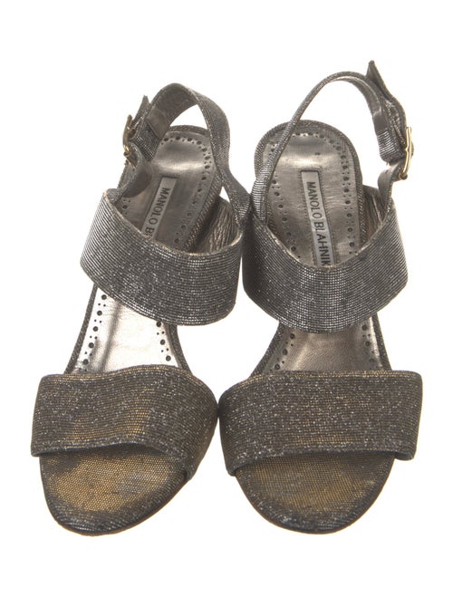 Manolo Blahnik Glitter Slingback Sandals
