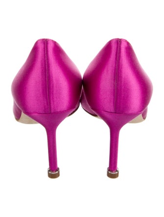 Manolo Blahnik Satin Crystal Embellishments Pumps