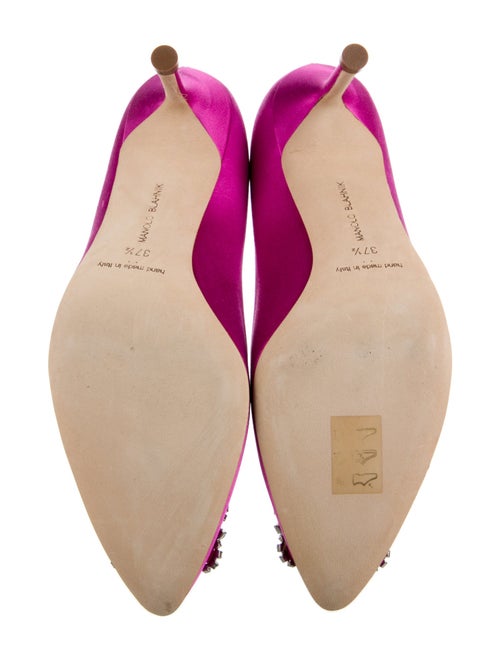Manolo Blahnik Satin Crystal Embellishments Pumps