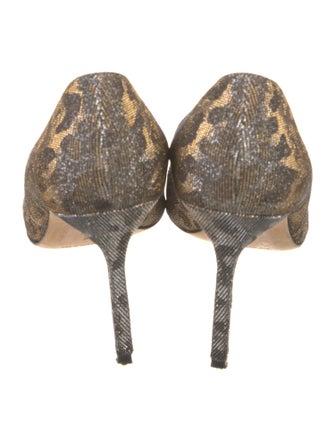 Manolo Blahnik Canvas Animal Print Pumps
