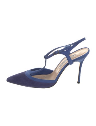 Manolo Blahnik Suede T-Strap Sandals