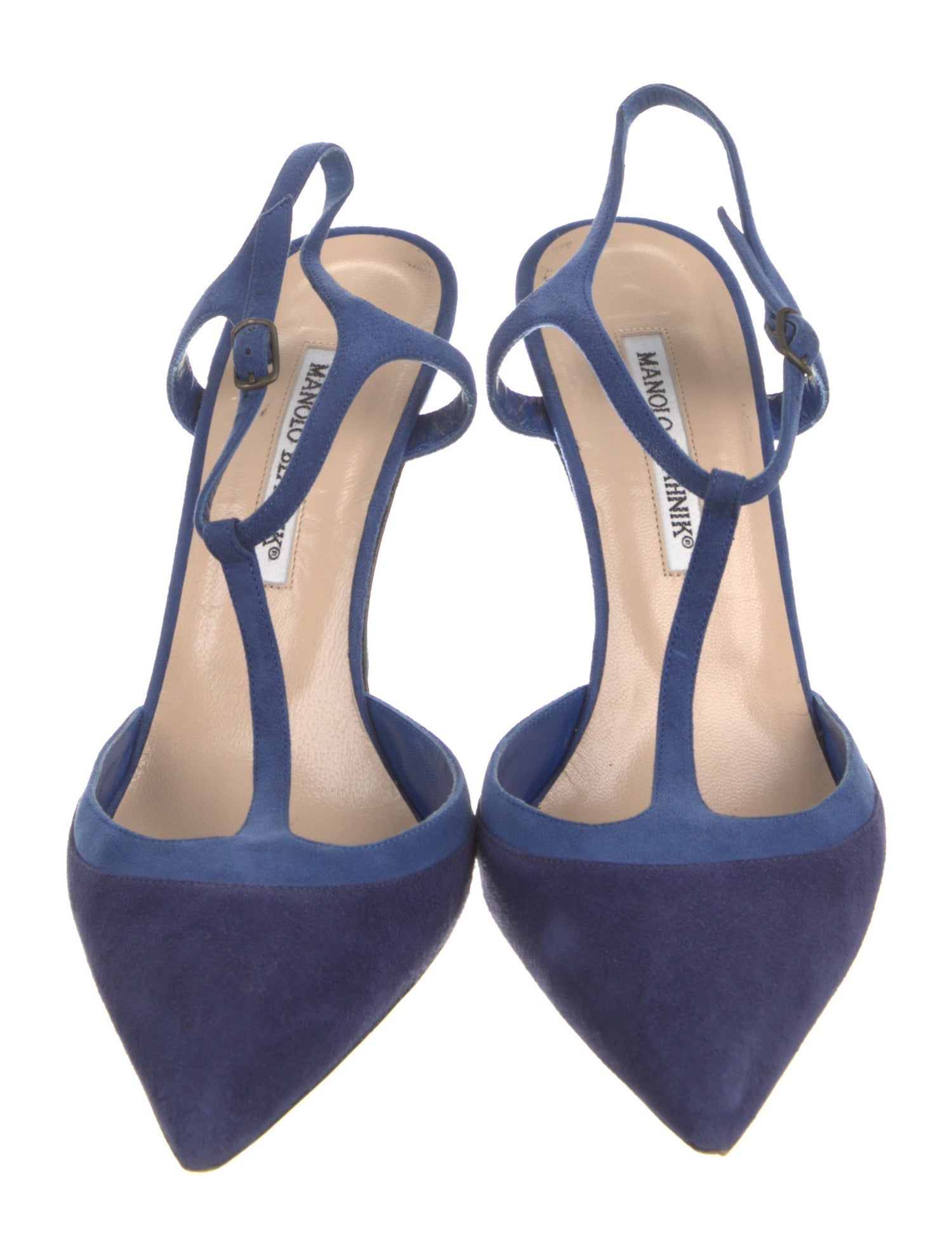 Manolo Blahnik Suede T-Strap Sandals
