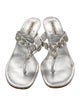 Manolo Blahnik Leather Crystal Embellishments Slides