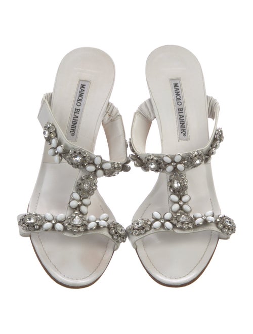 Manolo Blahnik Leather Animal Print Slides