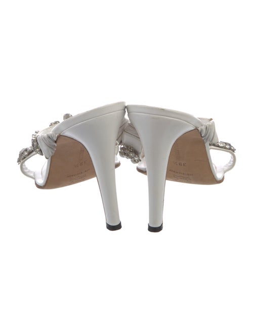 Manolo Blahnik Leather Animal Print Slides