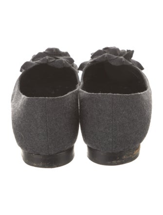 Manolo Blahnik Wool Ruffle Embellishment Flats