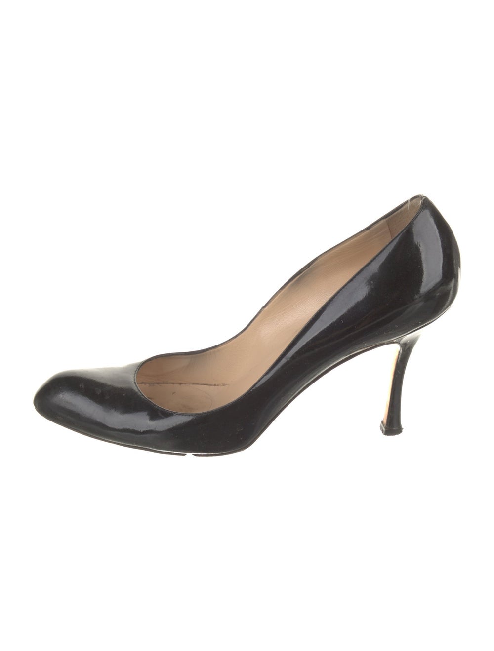 Manolo Blahnik Patent Leather Pumps Black Round-Toes