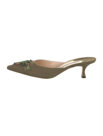 Manolo Blahnik Canvas Sequin Embellishments Mules