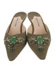 Manolo Blahnik Canvas Sequin Embellishments Mules