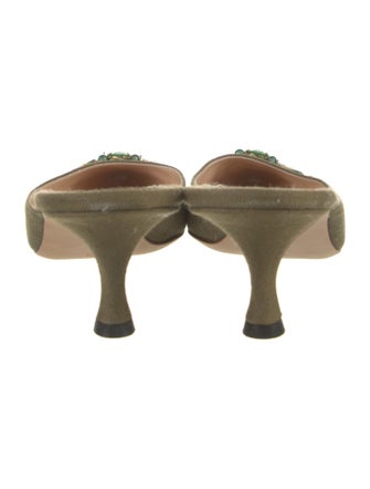 Manolo Blahnik Canvas Sequin Embellishments Mules