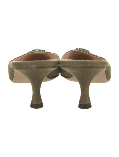 Manolo Blahnik Canvas Sequin Embellishments Mules