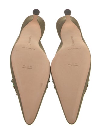 Manolo Blahnik Canvas Sequin Embellishments Mules