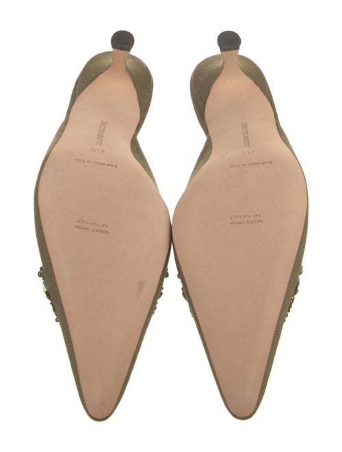 Manolo Blahnik Canvas Sequin Embellishments Mules