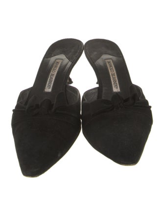 Manolo Blahnik Suede Bow Accents Mules