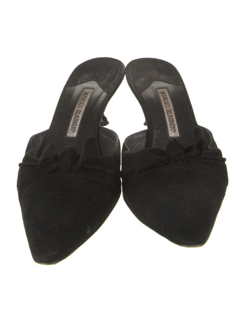 Manolo Blahnik Suede Bow Accents Mules