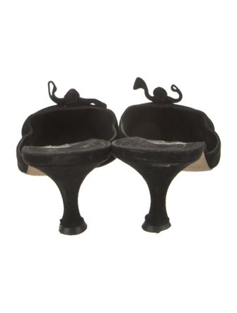 Manolo Blahnik Suede Bow Accents Mules