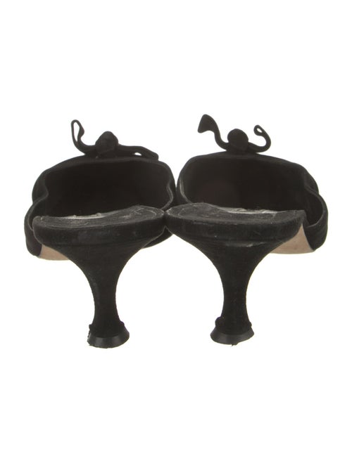 Manolo Blahnik Suede Bow Accents Mules