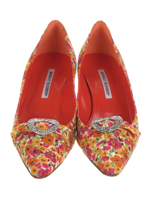 Manolo Blahnik Floral Print Crystal Embellishments Pumps