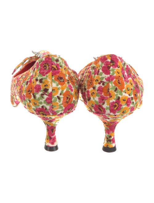 Manolo Blahnik Floral Print Crystal Embellishments Pumps