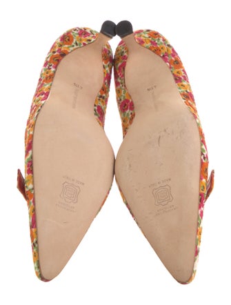 Manolo Blahnik Floral Print Crystal Embellishments Pumps