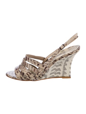 Manolo Blahnik Leather Animal Print Slingback Sandals