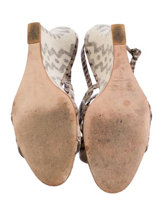 Manolo Blahnik Leather Animal Print Slingback Sandals