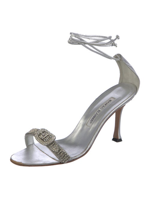 Manolo Blahnik Leather Crystal Embellishments Sandals