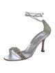 Manolo Blahnik Leather Crystal Embellishments Sandals