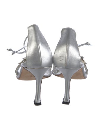 Manolo Blahnik Leather Crystal Embellishments Sandals