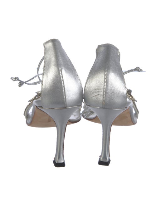 Manolo Blahnik Leather Crystal Embellishments Sandals