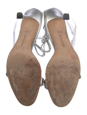 Manolo Blahnik Leather Crystal Embellishments Sandals