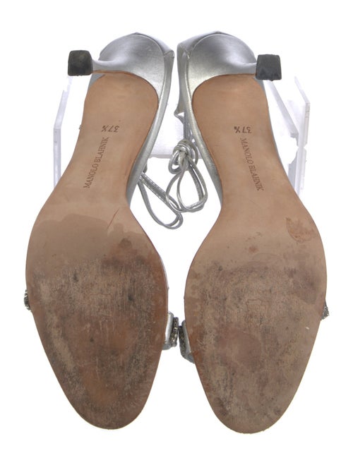 Manolo Blahnik Leather Crystal Embellishments Sandals