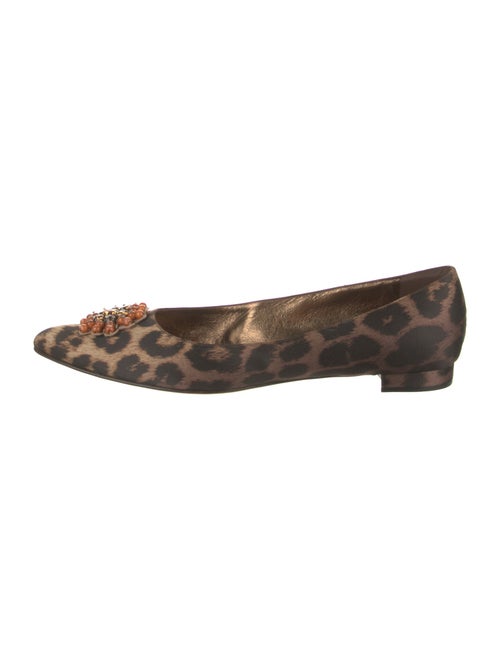 Manolo Blahnik Satin Animal Print Flats