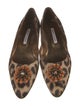 Manolo Blahnik Satin Animal Print Flats