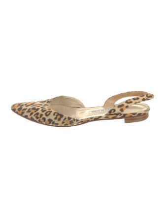 Manolo Blahnik Suede Animal Print Slingback Flats