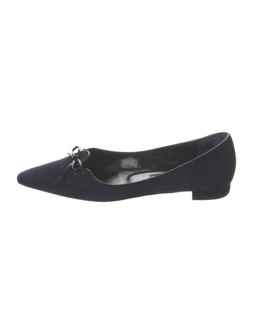 Manolo Blahnik Suede Bow Accents Flats