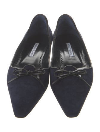 Manolo Blahnik Suede Bow Accents Flats