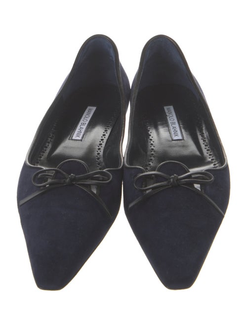 Manolo Blahnik Suede Bow Accents Flats