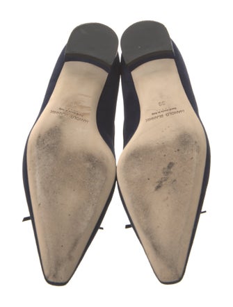 Manolo Blahnik Suede Bow Accents Flats