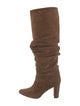 Manolo Blahnik Suede Ruffle Embellishment Slouch Boots