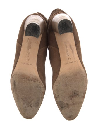 Manolo Blahnik Suede Ruffle Embellishment Slouch Boots